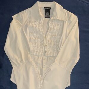 Bebe Ivory Ruffled Blouse